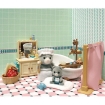 Игровой набор "Оливия и малыш Бенжамин в ванной" щетка, зубная паста, 4 бутылочки инфо 11605d.